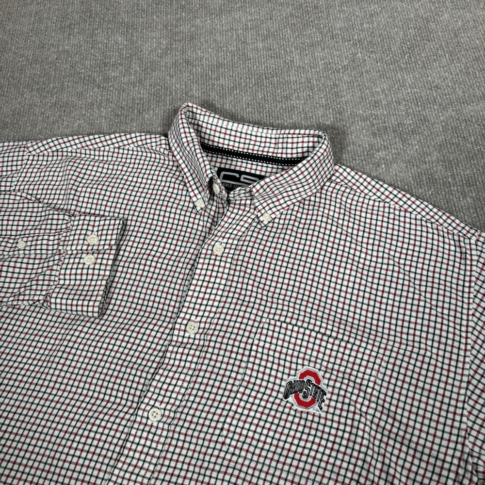 Vintage Ohio State Buckeyes‎ Shirt Mens L Button Up Plaid Logo Crable Sports